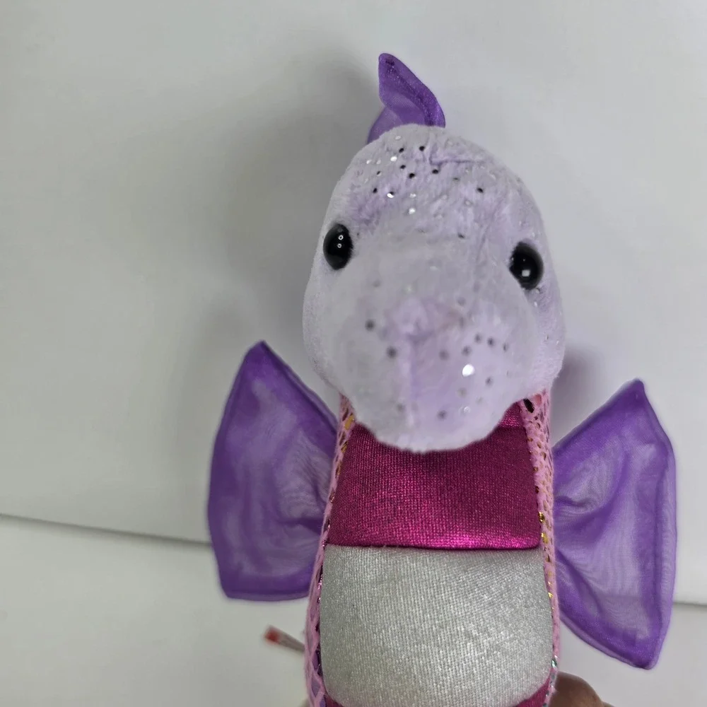 Douglas Cuddle Toy Purple Seahorse‎ Plush Sparkle Pink Scale 10 Inch Stuffed Sea
